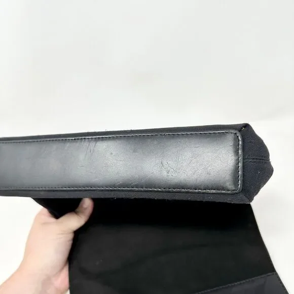 Vintage Tumi Crossbody Purse Solid Black Leather Flap & Nylon Fabric Bag - Picture 8 of 11